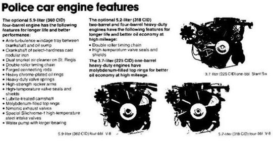 engines for police pursuit cars