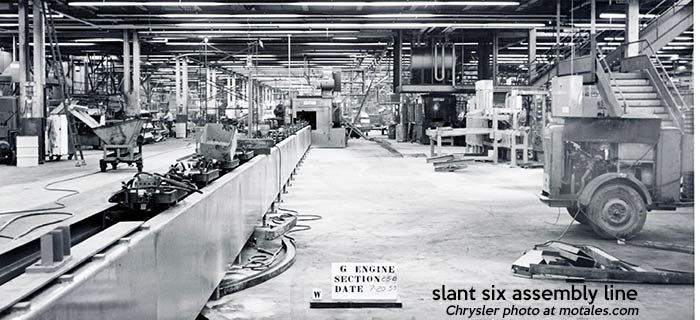 Chrysler slant six engine assembly line